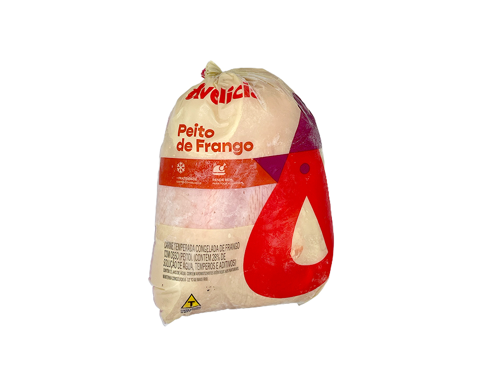 PEITO DE FRANGO CONGELADO COM OSSO TEMPERADO AVELÍCIA (CX 20 KG)